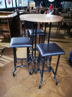 Bar Pipe Table with foot rail